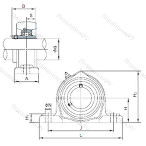Подшипниковый узел шариковый радиальный UCPK 322