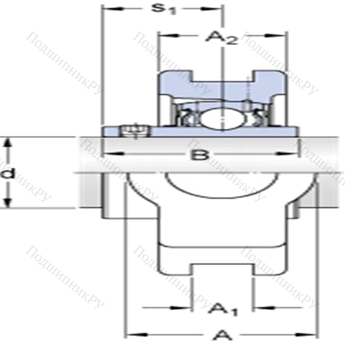 Натяжные подшипниковые узлы типа Y (литой корпус, крепление стопорными винтами) TUJ 50 TF