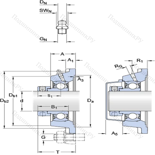 Фланцевые подшипниковые узлы типа Y (корпус типа Y-TECH, квадратный фланец, крепление стопорными винтами) FY 35 FM