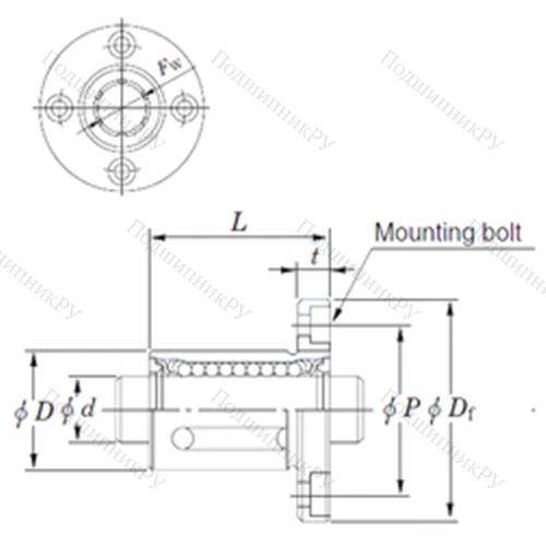 Подшипник шариковый линейный SDMF 80 от производителя  KOYO