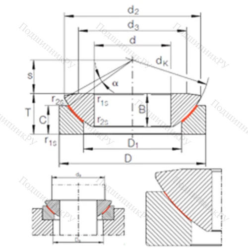 Подшипник скольжения сферический GE 360 AW