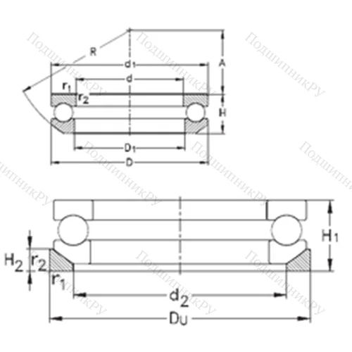 Подшипник шариковый упорный 53200+U 200