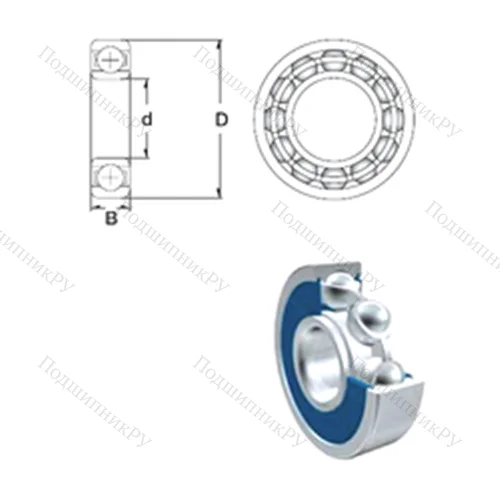 Подшипник шариковый радиальный S 1622-2RS от производителя  ZEN Подшипник шариковый радиальный S 1622-2RS от производителя  ZEN