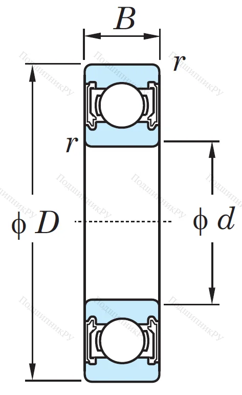 Однорядный шариковый подшипник 6813 2RU