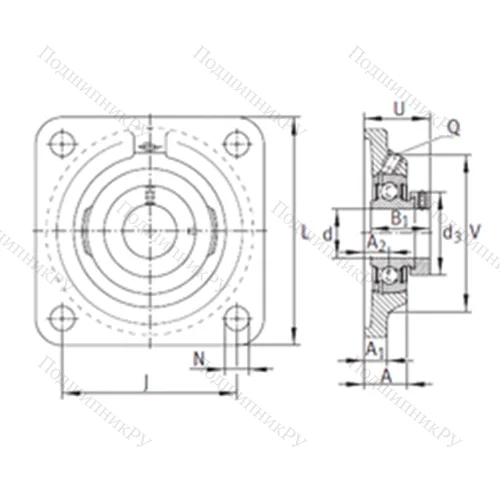 Подшипниковый узел шариковый радиальный PCF 45