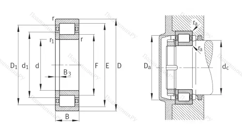 Роликовый цилиндрический подшипник NUP 2216 E XL TVP 2 от производителя  FAG Роликовый цилиндрический подшипник NUP 2216 E XL TVP 2 от производителя  FAG