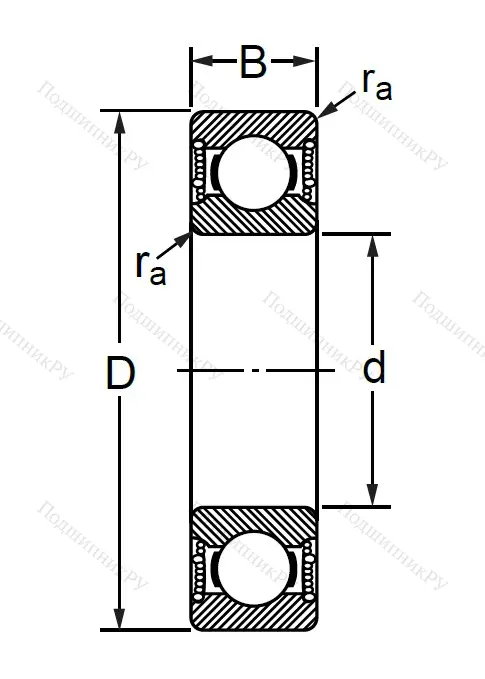 Шариковый однорядный подшипник 180605 (62305 2RS)