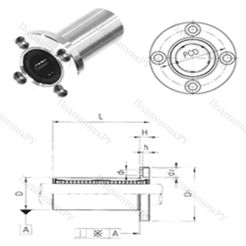 Подшипник шариковый линейный LMEF 60L
