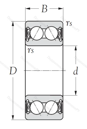 Двухрядный шариковый подшипник 5208 2RS от производителя  KSM