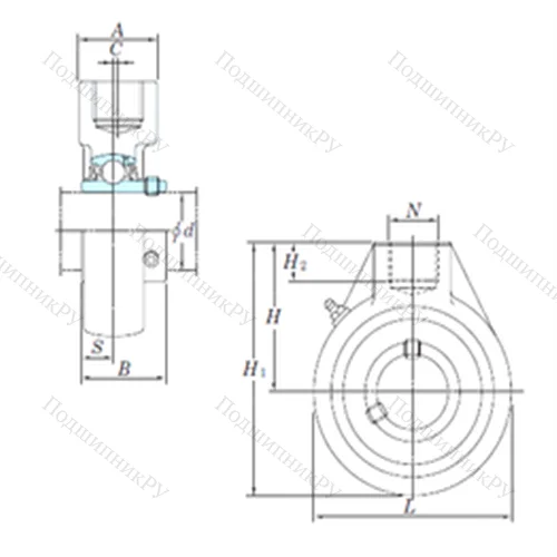 Подшипниковый узел шариковый радиальный UCHA 214-44