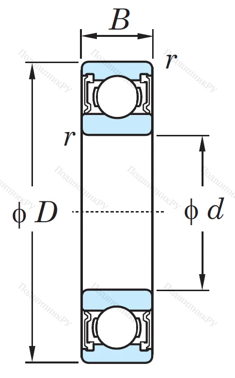 Однорядный шариковый подшипник 6308 2RS C 3