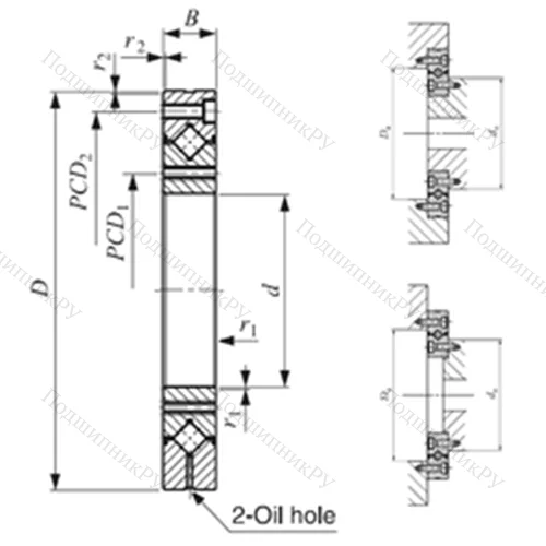 Подшипник роликовый упорно-радиальный с четырехточечным контактом CRBF 2012 AT UU