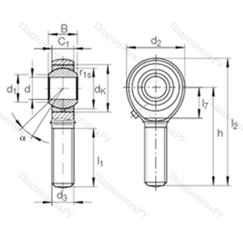 Подшипник скольжения сферический GAKR 16 PB