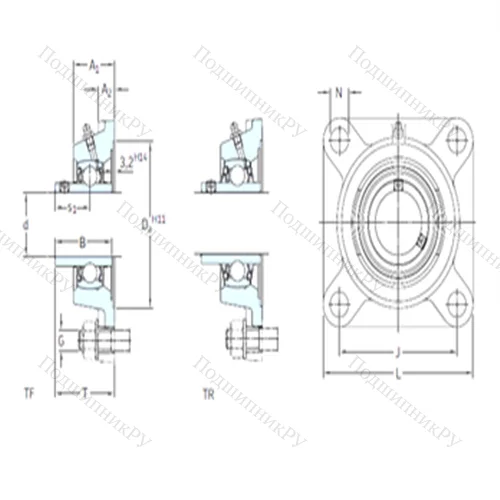 Подшипниковый узел шариковый радиальный FYM 1.11/16 TF
