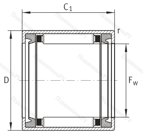 Игольчатый подшипник HK 2520 2RS от производителя  INA Игольчатый подшипник HK 2520 2RS от производителя  INA