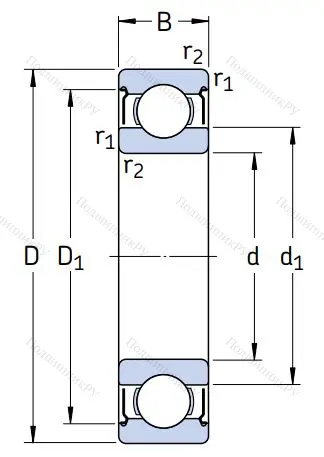 Однорядный шариковый подшипник W 6001 2Z в Владимире