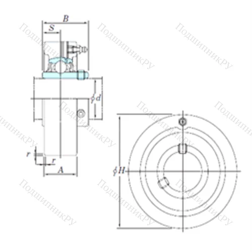 Подшипниковый узел шариковый радиальный UCC 205-14