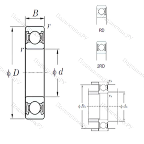 Подшипник шариковый радиальный 6919-2RD от производителя  KOYO Подшипник шариковый радиальный 6919-2RD от производителя  KOYO