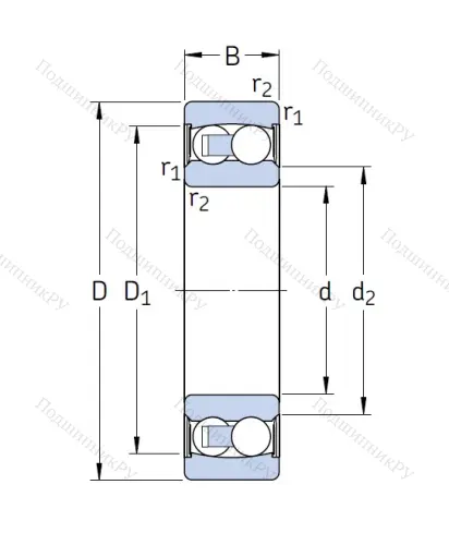 Двухрядный шариковый подшипник 2205 E 2RS 1TN 9 от производителя  SKF