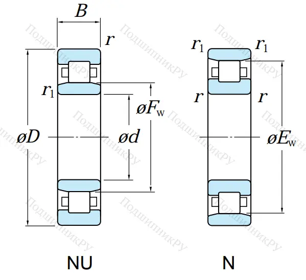 Роликовый цилиндрический подшипник N 211 от производителя  KOYO