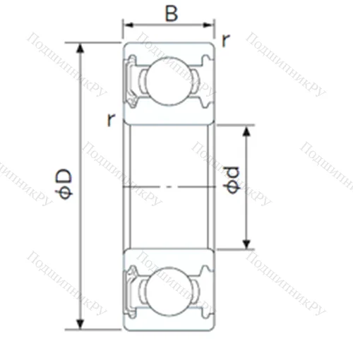 Подшипник шариковый радиальный 1622-RS от производителя  CYSD Подшипник шариковый радиальный 1622-RS от производителя  CYSD