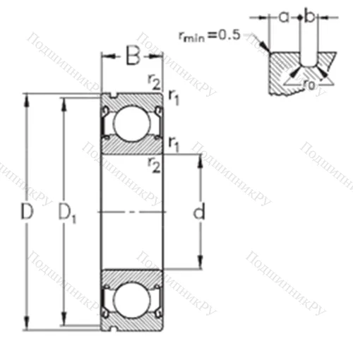 Подшипник шариковый радиальный 6307-2Z-N