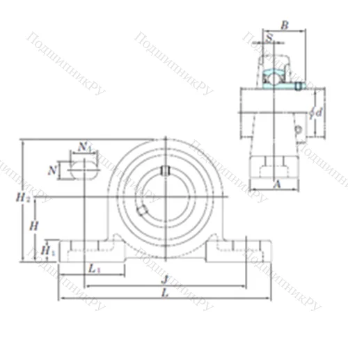 Подшипниковый узел шариковый радиальный BLP 206-18