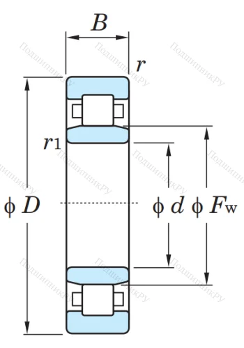 Роликовый цилиндрический подшипник NU 303 ETVP 2 от производителя  KOYO Роликовый цилиндрический подшипник NU 303 ETVP 2 от производителя  KOYO