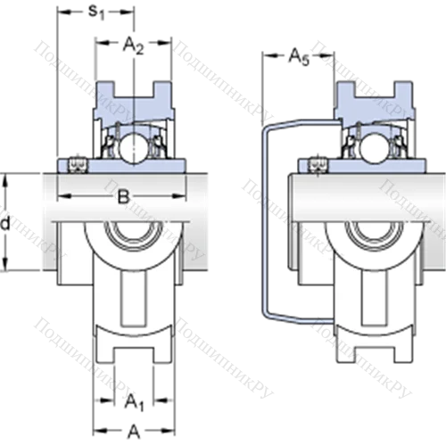 Натяжные подшипниковые узлы типа Y (литой корпус, крепление стопорными винтами) TUWK 1.1/2 LTA