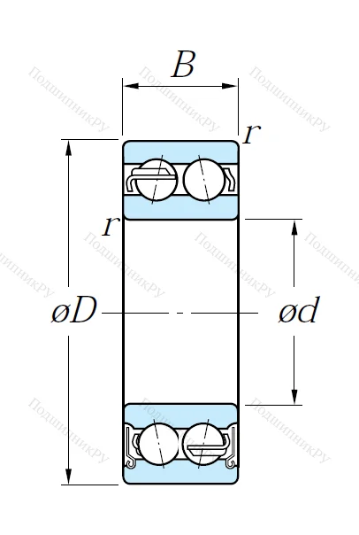 Двухрядный шариковый подшипник 5205 ZZ