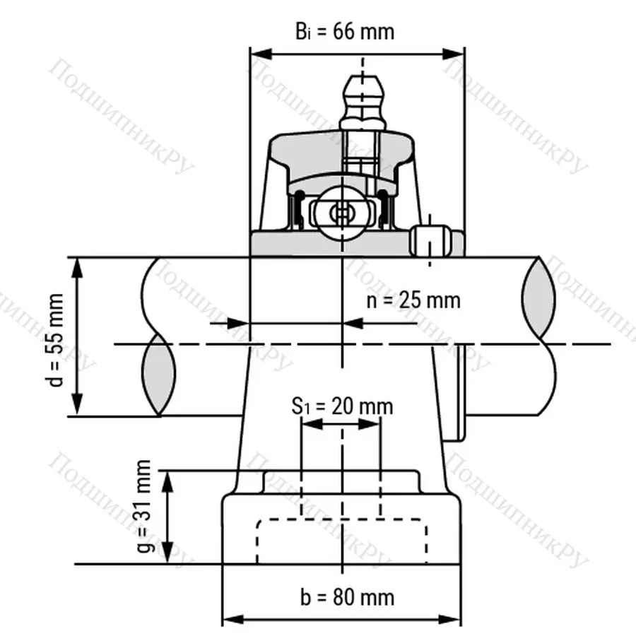 Подшипниковый узел UCP 311 - Вал: 55 мм