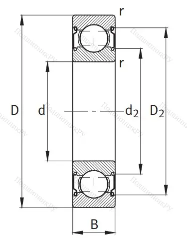 Однорядный шариковый подшипник 6205 C 2Z