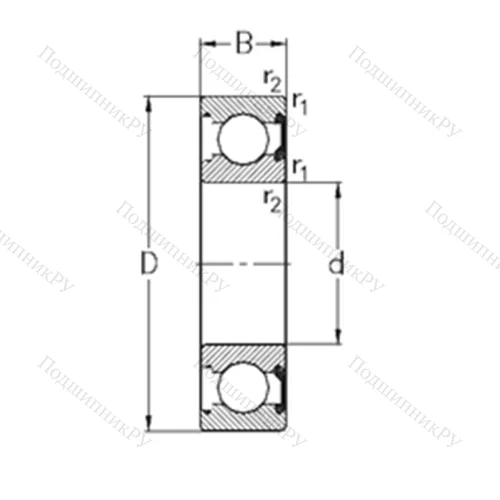 Подшипник шариковый радиальный 61907-2RSR