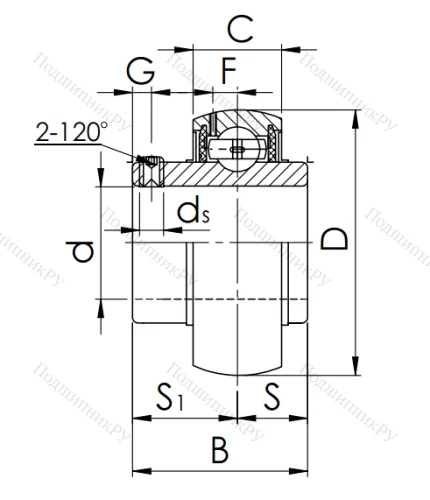 Корпусный подшипник UC 305 (480305 ГОСТ) OUSN4VG2JJ в Владимире