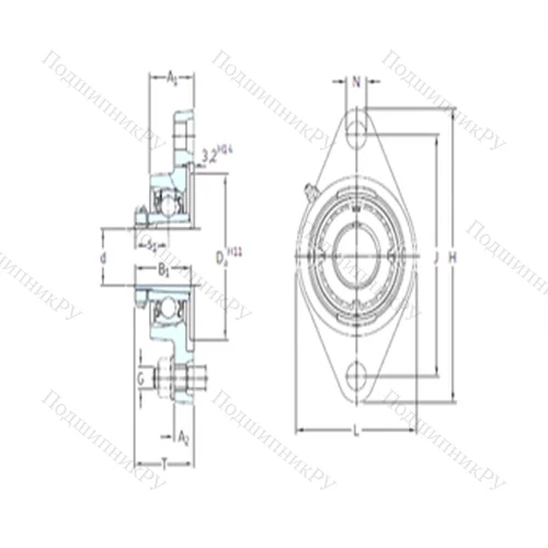 Подшипниковый узел шариковый радиальный FYTJ 45 KF+HA 2309
