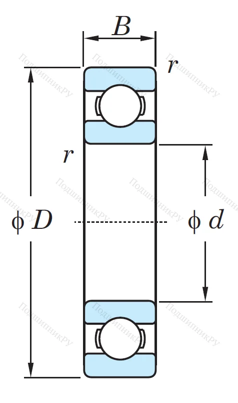 Однорядный шариковый подшипник 6008 C 3