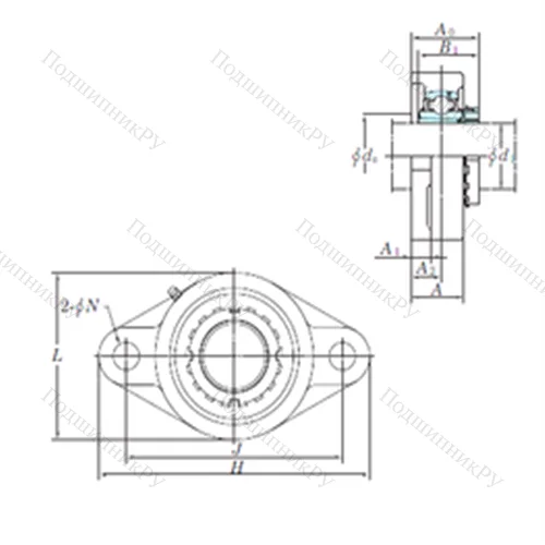 Подшипниковый узел шариковый радиальный UKFL 308
