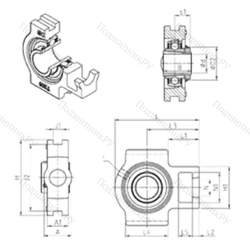 Подшипниковый узел шариковый радиальный UKT 322H