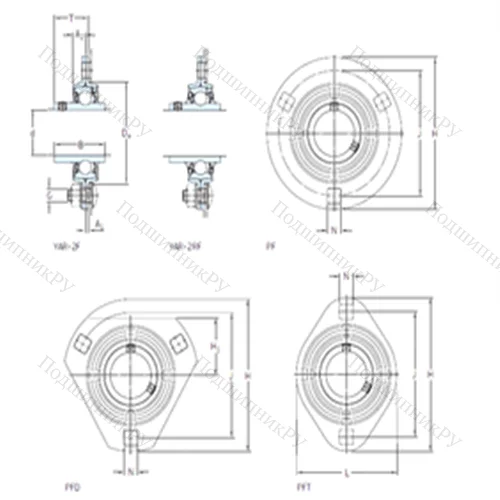 Подшипниковый узел шариковый радиальный PF 35 WF
