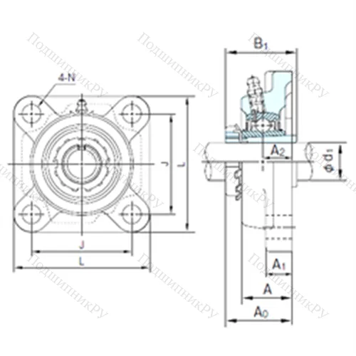 Подшипниковый узел шариковый радиальный UKFX 15+H 2315