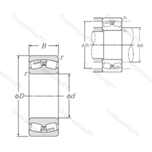 Подшипник роликовый радиальный самоцентрирующийся LH-22211E от производителя  NTN