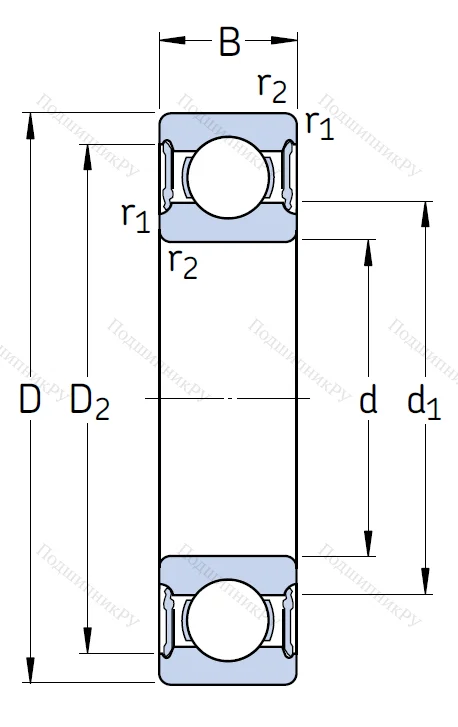 Однорядный шариковый подшипник 6215 2RS 1