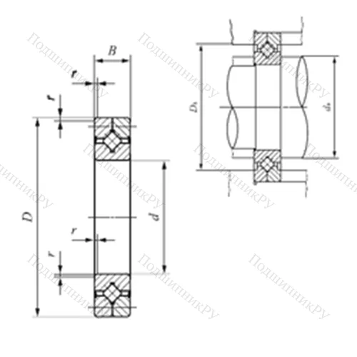 Подшипник роликовый упорно-радиальный с четырехточечным контактом CRB 11020 UU от производителя  IKO