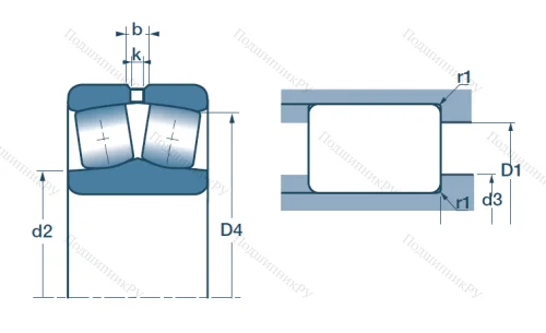 Сферический роликовый подшипник 22218 EAW 33 от производителя  SNR