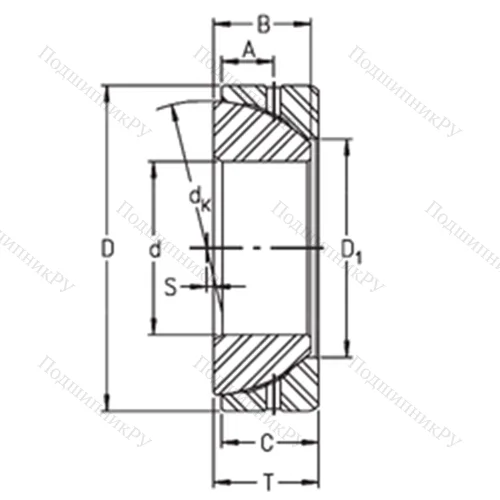 Подшипник скольжения сферический GE 45SX от производителя  TIMKEN