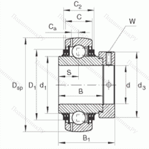 Подшипник шариковый закрепляемый GE 50-KTT-B от производителя  INA Подшипник шариковый закрепляемый GE 50-KTT-B от производителя  INA