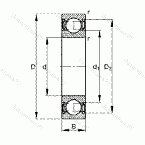 Подшипник шариковый радиальный 6200-2RSR от производителя  FAG Подшипник шариковый радиальный 6200-2RSR от производителя  FAG