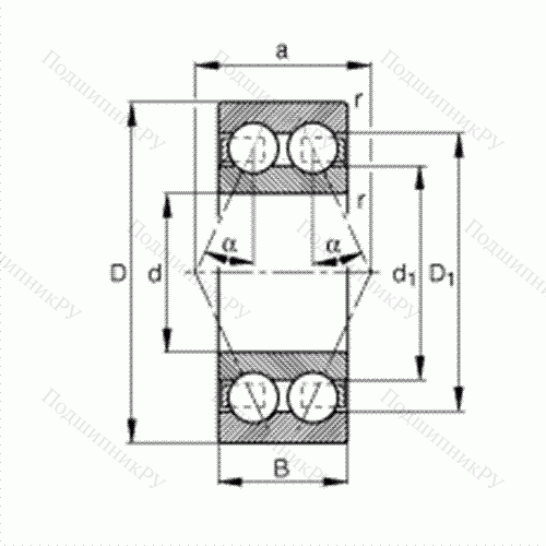 Подшипник шариковый радиально-упорный 3308-BD-TVH от производителя  FAG Подшипник шариковый радиально-упорный 3308-BD-TVH от производителя  FAG