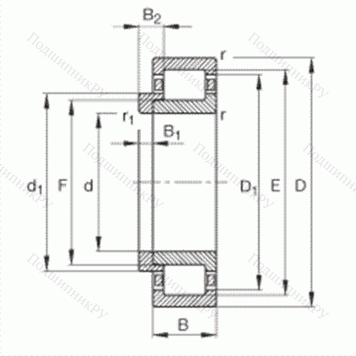 Подшипник роликовый радиальный NJ 228-E-M 1 + HJ 228-E от производителя  FAG Подшипник роликовый радиальный NJ 228-E-M 1 + HJ 228-E от производителя  FAG