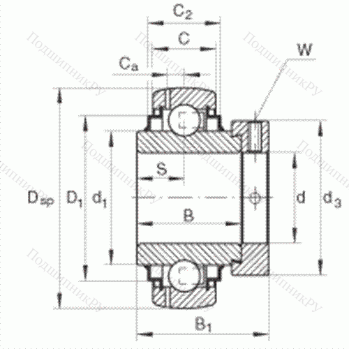 Подшипник шариковый закрепляемый GNE 35-KRR-B от производителя  INA Подшипник шариковый закрепляемый GNE 35-KRR-B от производителя  INA